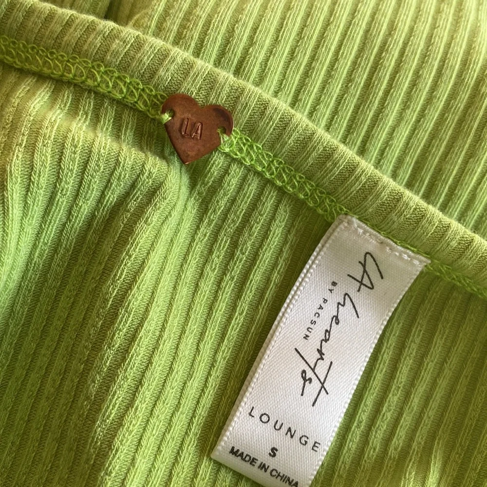 LA Hearts Pac Sun lime  ribbed fitted lounge sleeveless crop top S - Picture 4 of 7